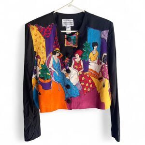 Vintage Karin Stevens Art Print Blouse Size 14